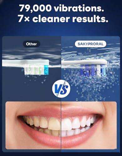 SAKYPRORAL AI Electric Toothbrush w/ 6 Brush Heads, Smart Sonic Toothbrush for Adults Kids Teens, 150-Day Rechargeable Battery, Whitening Real-Time Brushing Map, Travel Case (G5S) — view 4