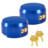 Pomunty 2 Pack Puck Lock for Trailers Keyed Alike, 6061 Solid Aluminum Trailer Door Locks Hockey Puck Locks, Reinforced Hidden Shackle Padlocks for Trailers Trucks Vans Shed Gates w/4 Keys