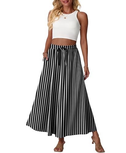 Lepunuo Women's Plus Size Pleated Maxi Skirt High Waisted Pockets