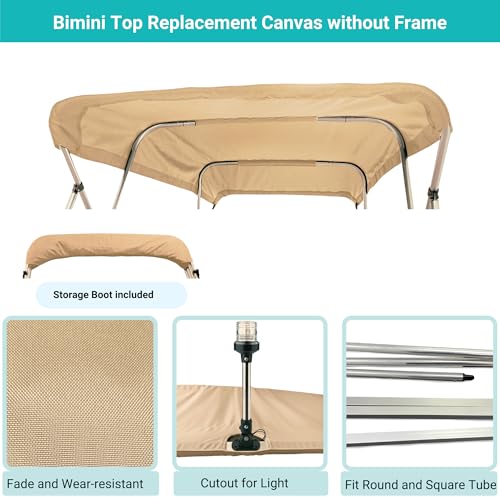 Image of SavvyCraft Boat 4 Bow Bimini Replacement Canvas w /Boot No Frame 8ft /10ft