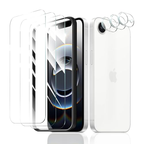 Fynorao 3+3+1-Pack Screen Protector and Camera Lens Protector for iPhone 17e/16e with Installation Alignment Aid Tempered Glass Film Impact-Protection HD Anti-Scratch 9H Hardness