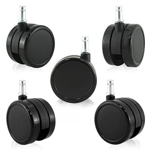 Enjoy Caster | 3 Inch Office Chair Casters for Herman Miller Aeron Steelcase Leap Chair | Dual Injection Polyurethane Wheels for Hardwood Floors | Universal Stem Size 7/16' Office Chairs (7506BUB-16)