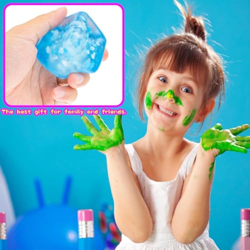 Image of Stress Ball Squishy | Nido Squishy | Slow-Rise Squishy Ice Cube Fidget Toy - Needoh, Blue, 4.5cm, Stress Relief Sensory Ball