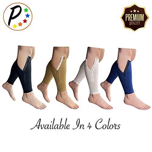 Image of Presadee Premium White Footless 20-30 mmHg Compression YKK Zipper Shin Sleeves (4)