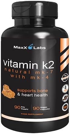 High Strength Vitamin K2-600 mcg - Full Spectrum Vitamin K2 MK4 MK7, Vitamin K MK7 Natto & MK4 & Calcium 100 mg, K2 Vitamin Supplement, Complex K2-7 M7-90, Works w/ Vitamin D3 5000 IU, 90 Veggie Caps