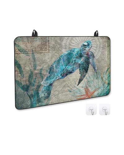 Cubierta para estufa, cubierta superior de estufa para estufa eléctrica, diseño retro de tortugas marinas, océano, aníaml, protector grande resistente al calor, tapete antideslizante de goma plegable