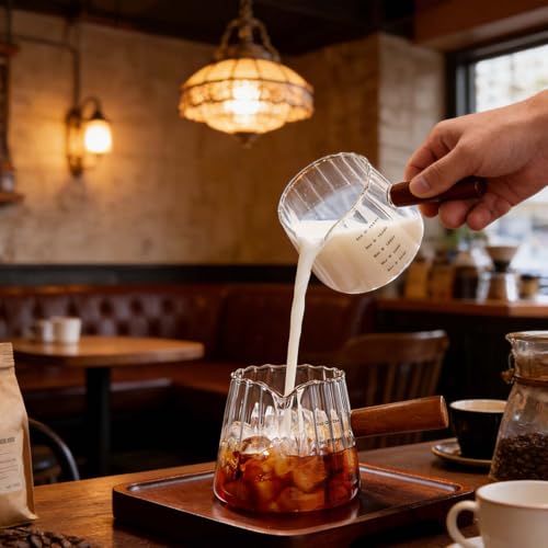 Espresso Measuring Cup with Handle, Espresso Pouring Cup, Espresso Shot Cup, 6oz Glass Measuring Cup For Coffee, Milk, Tea, Baking and Cooking (Clear 180ml) — view 6