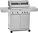 Produktbild RÖSLE Gasgrill BBQ-Station VIDERO G4 Edelstahl, Grill mit 4 Haupt- und 1 Seitenbrenner, Deckel mit Glaseinsatz & Thermometer, beleuchtete Drehknöpfe, Edelstahl 18/0