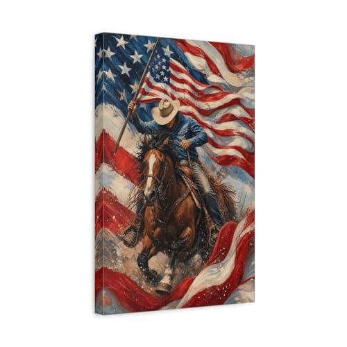Toile cheval cowboy américain habiller mur vide au-dessus cheminée