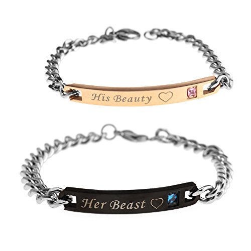 Preisvergleich Produktbild 2tlg EDELSTAHL-PARTNER-ARMBAND-ANHANGER-GR... -ARMSCHMUCK Set Liebe Valentinstag Geschenk Valentine's Day Gift