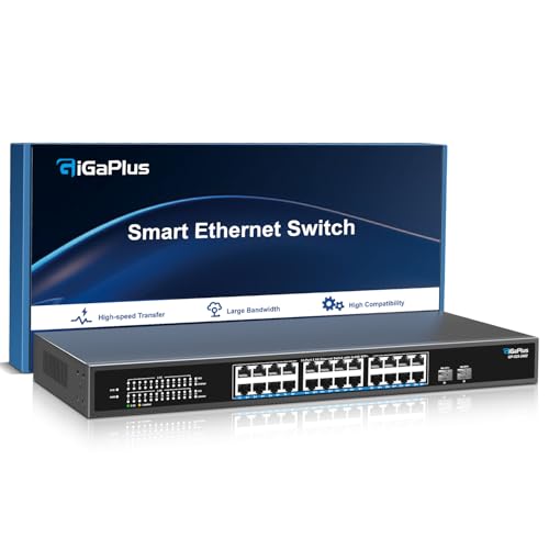 26 Port 2.5Gb Unmanaged Ethernet Switch with 24*2.5G Base-T Ports, 2*10G SFP+ Ports. GiGaPlus 2.5Gbps Network Switch for 2.5Gbps NAS/PC, WiFi6 Router, Wireless AP. Fanless Design, Plug and Play