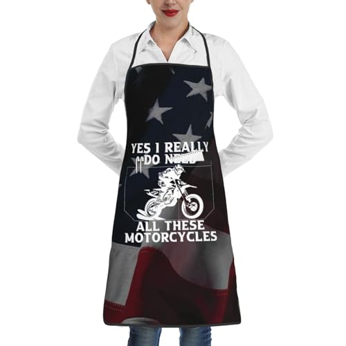 nopicsn Yes I Really Do Need All These Motorcycles Apron for cooking with Pockets Women Men Kitchen Chef Funny Aprons