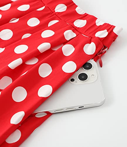 Taydey A-Line Pleated Vintage Skirts For Women (3Xl, Y-Red Polka Dot) #TOP2