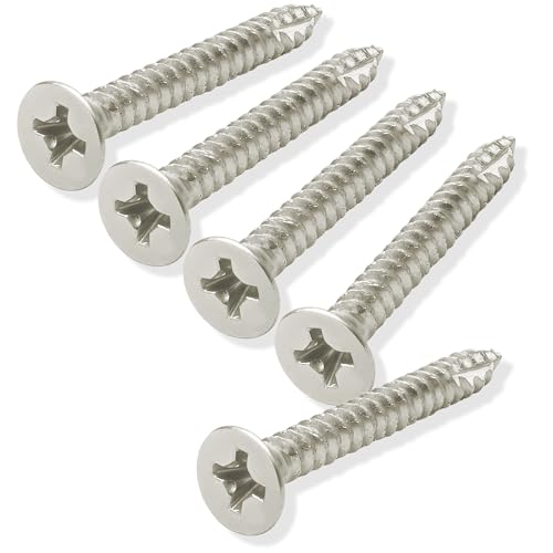 Cauldham Satin Nickel Wood Screws #9 x 1-1/2 Inch for Door Hinges - 25 Pack