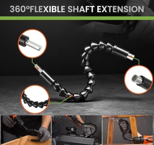 WDWKH Right Angle Drill Attachment Kit, Flexible Shaft Extension & Socket Adapters for Tight Space - 3