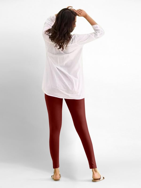 Image of TRENDMALLS Women's Super Combed Cotton Elastane Stretch Ankle Length Leggings with Ultrasoft Waistband