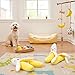 Cldaisy 3 x gelbe Bananenplüsch-Quietschspielzeug für Welpen, Hundespielzeug, Plüsch, Kauspielzeug für Hunde