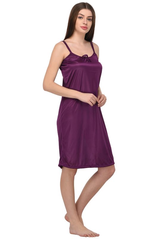 Image of You Forever Women Sexy Satin Striped Solid Above Knee Length Nighty, Loungewear, Nightwear, Sleepwear, Home Wear Short Nighty for Women Pack of 2