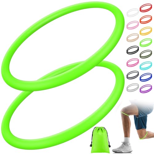 Image of Foilswirl Silicone Patella Knee Band for Basketball Patella Tendon Support Knee Pain Running Tendon Brace Support Strap(2,Fluorescent Green,M)
