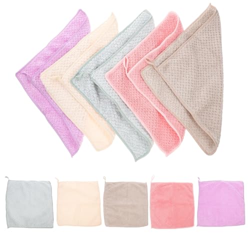 HOOTNEE Toallas de Mano de Vellón Coral Absorbentes con Lazo para Colgar, Pack de 10 Unidades Mixtas, Tamaño Mediano, para Cocina, Baño y Uso Familiar Color Aleatorio
