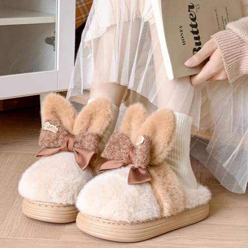 Bunny Pink Slippers for Women Cute Fluffy Slippers Animal Slippers Comfortable Furry Rabbit Home Slippers2