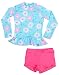 Baby Girls Kids 2 Piece Long Sleeve Floral UV Sun Protection Rash Guards Swimsuit 3-4 Years Blue
