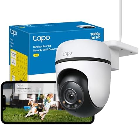 Tapo TC40 Pan/Tilt Smart Security Outdoor Camera, Full HD, 360° Smart Person Detection Motion Tracking, Color Night Vision, WiFi Camera No Monthly Fee, Two-Way Talk, IP65, Works with Alexa & Google