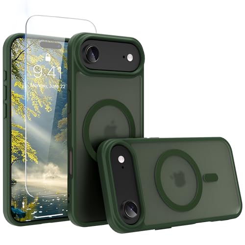 Image of Magnetic for iPhone 17 Air Phone Case, [Compatible with MagSafe], Screen Protector X1, [Military Grade Drop Protection],Matte Finish,Slim,Shockproof,Protective (Green, iPhone 17 AIR)