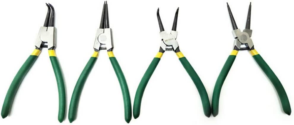 Alicates de punta larga, alicates de punta de agujas, 4 alicates de círculo de 7 pulgadas, color verde para la fabricación de vehículos y la industria de maquinaria (exterior recto + interno