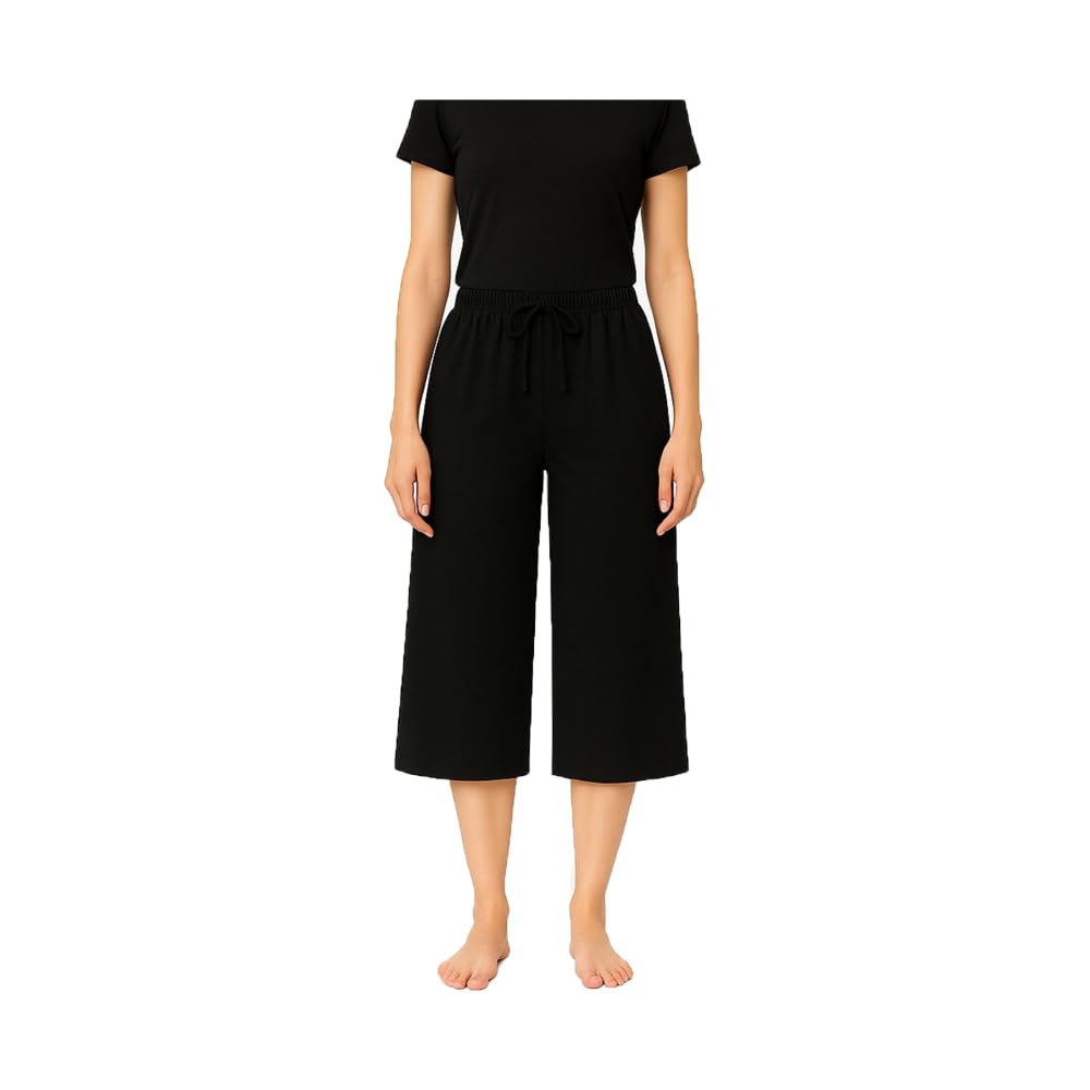 Women's Cotton Loosefit Capri For Girls Single Pack Black-picture-37