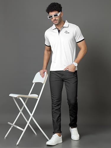 Image of Polo Neck Cotton Blend T-Shirt