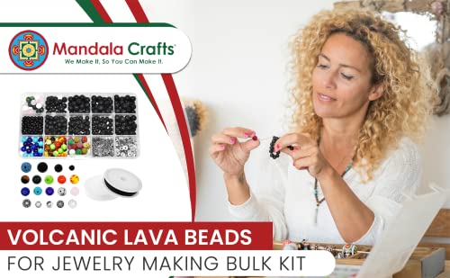 Perle de lave volcanique 8mm pour création de bracelet diffuseur et collier Mala