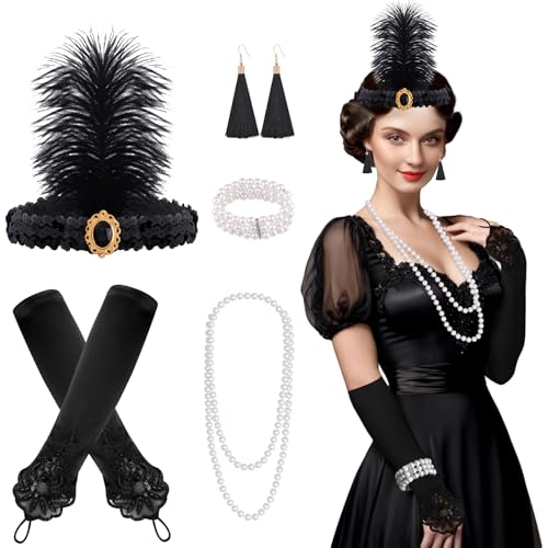 FEPITO 8 Pieces 1920s Flapper Great Gatsby Accessories Set Fashion...