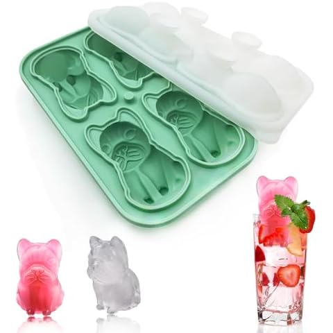 Ice Cube Mold Dog Shapes, French Bulldog Ice Cube Tray，4 Hole Molds Fun Shapes Decor for Whiskey,Cocktail,Bourb Cover