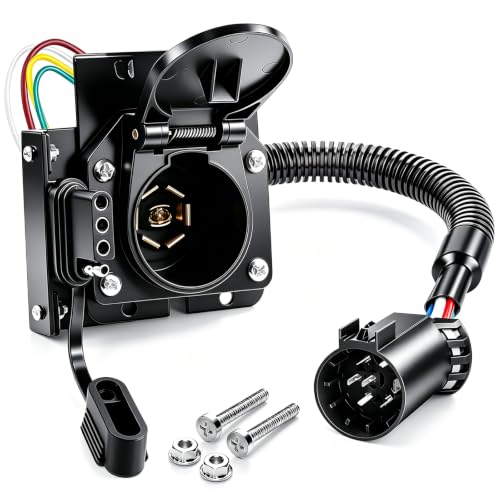 Image of 7 Pin Trailer Plug,Multi-Tow Dual Output Trailer Wiring Adapter,7 Pin to 7-Way Blade and 4-Way Flat Vehicle-Side Trailer Connector Harness Plug for Ford GM Ram Dodge Tow Socket Required