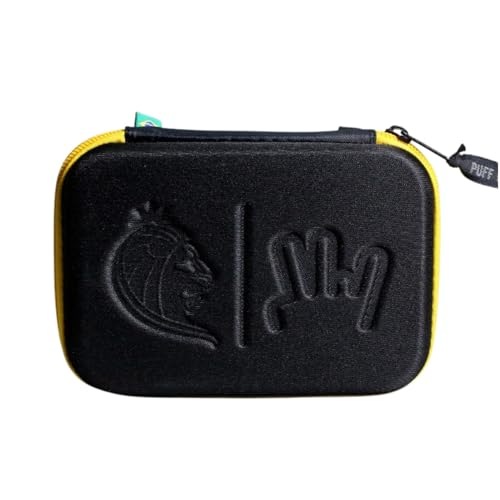 Puff Life Estojo Classic, Edição Limitada Whind, Bolsa Organizadora Preta com Zíper Amarelo, Design Exclusivo Whinderson Nunes