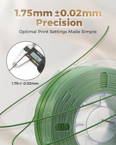 Image of VOXELAB Silk+ PLA Filament 1.75mm, Shiny Chrome-Like Finish with Enhanced Layer Adhesion, 1kg (2.2lbs) for Most FDM 3D Printers, Smooth & Flawless Printing(Green)