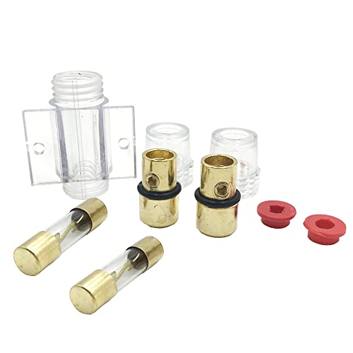 Esupport 100A Inline Agu Fuse Holder Car Automotive Waterproof Fuse Holder Audio Power Safety Protect Glass Tube Amplifier Fit For 4 6 8 Awg Gauge Wire With 2Pcs 100A Agu Fuse #TOP5