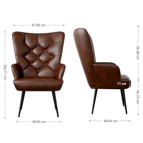 Aivermeil Sessel Wohnzimmer Einzelsofa Loungesessel modern Relaxsessel mit Metallfüßen, Samt, für Wohnzimmer Schlafzimmer, Bis 150 KG Braun