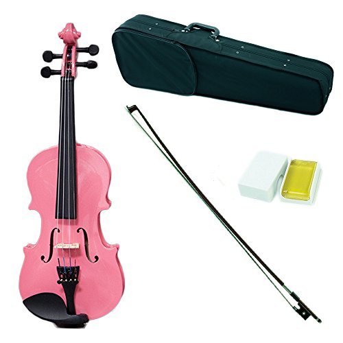 SKY Shinny 1/16 Size Kid Violin with Lightweight Case, Brazilwood Bow and Bright Pink Color