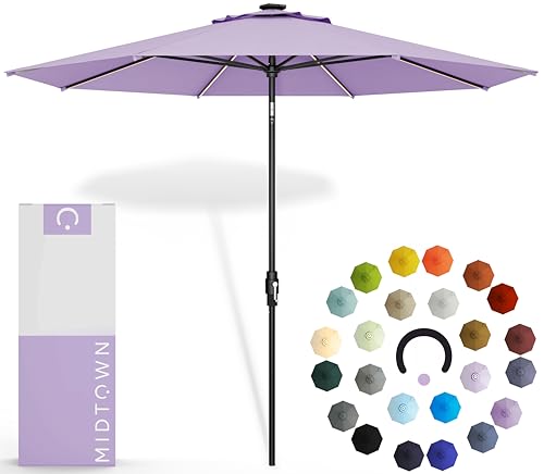 Image of Midtown Umbrellas LED Swilt - 9 Ft Solar LED Patio Umbrella, Midtown Purple
