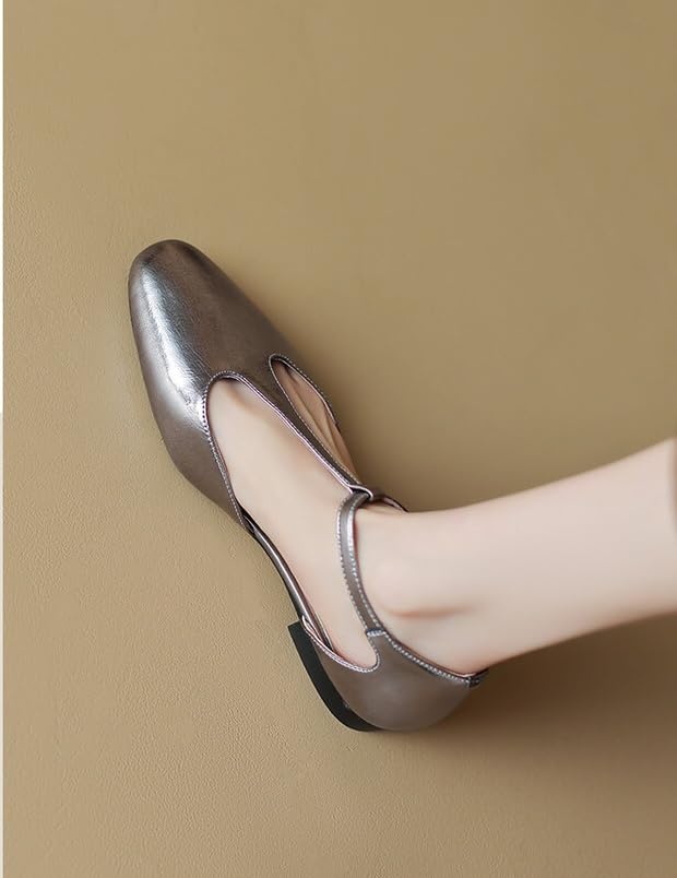 Women's Mary Jane Flats Closed Square Toe Ballet Flat Dressy Comfortable Slip on Shoes3