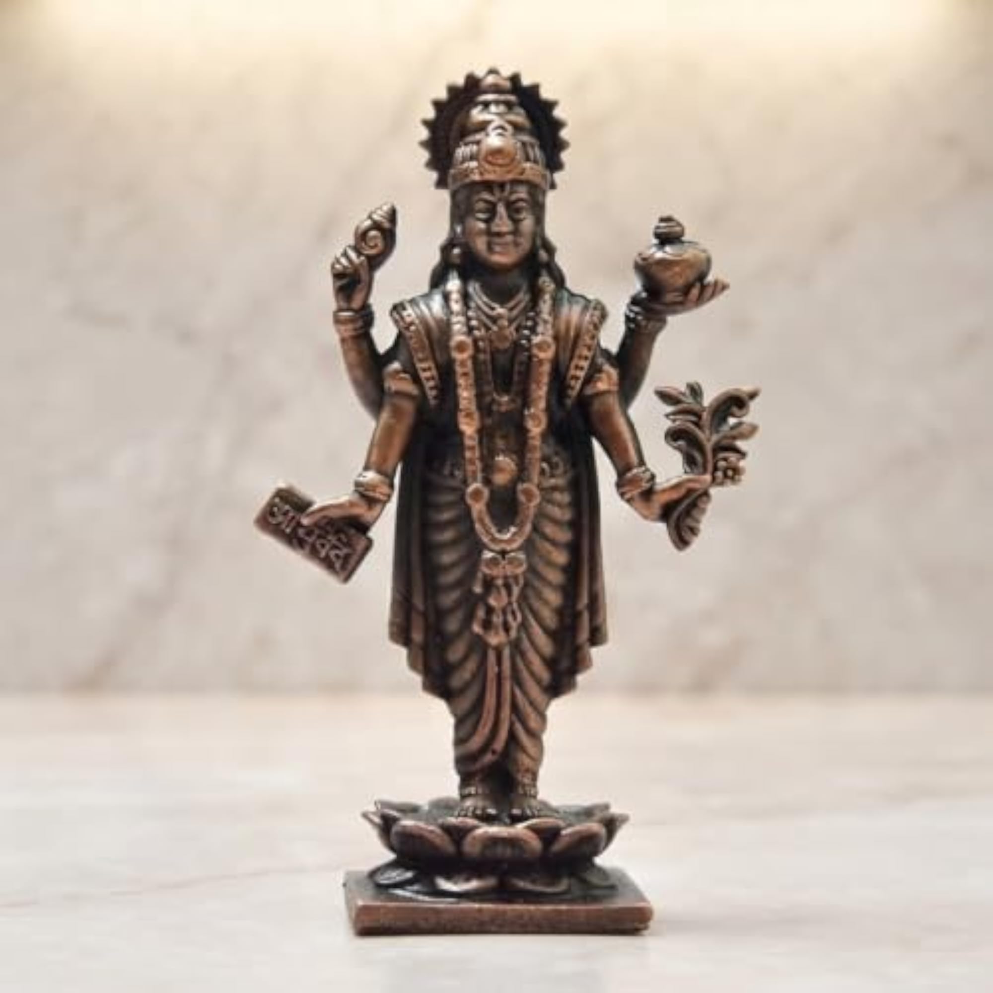 Handmade Dhanvantri Idol with Patina Antique Finish, Gift