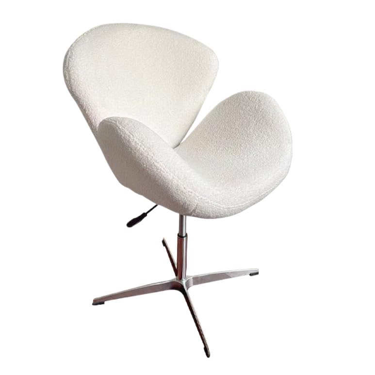 Silla Swan, silla giratoria para una sola persona, estilo crema, asiento elegante y cómodo para sala de estar u oficina