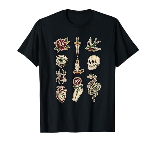 Vintage Traditional Tattoo Flash Sheet Alternative Art T-Shirt