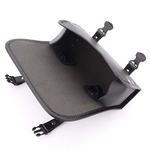 Motorcycle Tool Bag, Universal Pu Leather Motorcycle Fork Bag Saddlebags Handlebar Bag Sissy Bar Storage Tool Bag Compatible With Honda Kawasaki Suzuki Yamaha Sportster (Black-1) #TOP6