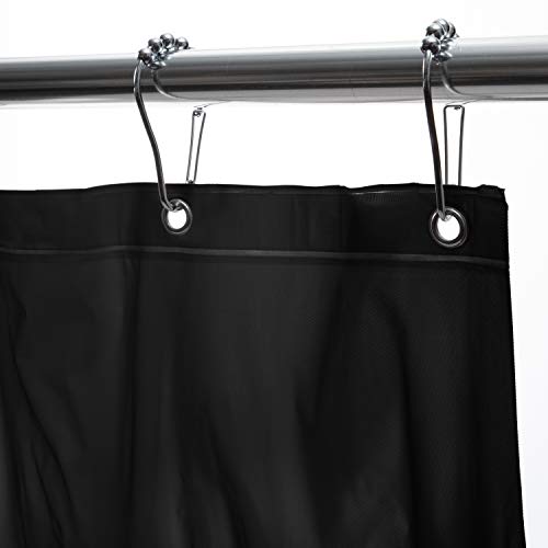 Bath Bliss Heavy Shower Curtain Liner, 12 Rust Resistant Metal Grommets, 3 Weighted Magnet Hem, Black #TOP2