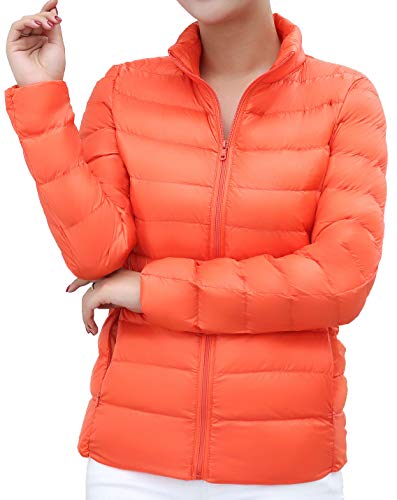 Mochoose Women's Ultra Light Weight Outdoor Packable Coat Outwear Puffer Down Jacket(Orange,S) #TOP4