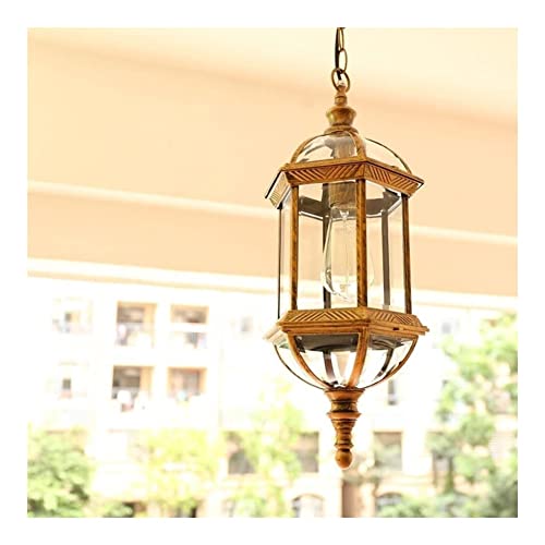 Chandelier extérieur imperméable vintage en aluminium noble et verre de plafond