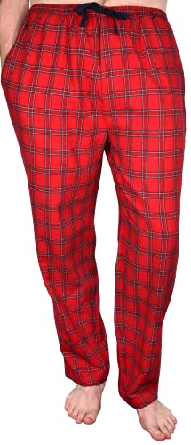 Men's Flannel Lounge Pants - Red Tartan Royal Stewart Design 100% Cotton Men's Pajamas3